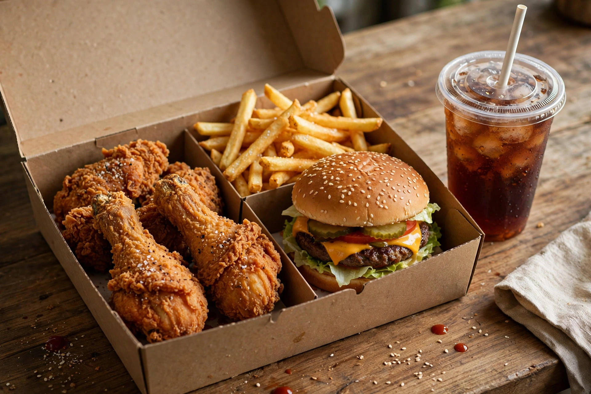 Dixy Chicken value meal box with fried chicken, fries, burger and drink