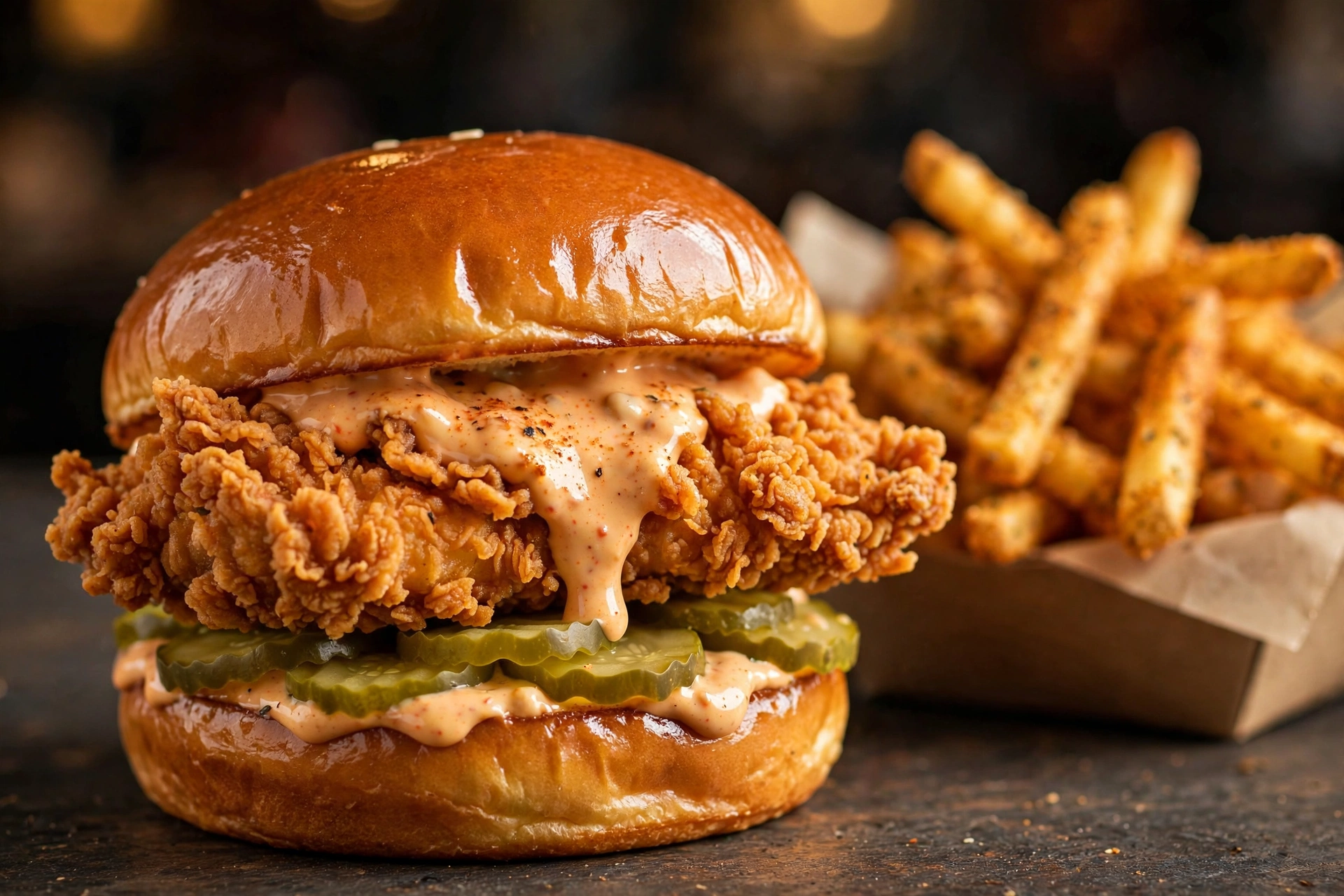 Crispy fried chicken sandwich with cajun fries - Dixy Chicken vs Popeyes comparison